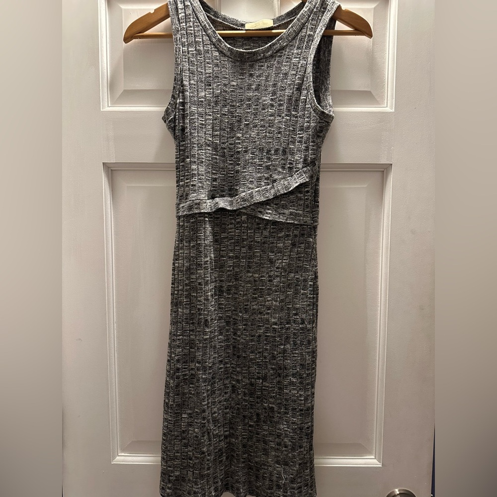 RD Style Gray Textured Sleeveless Bodycon Midi Dress